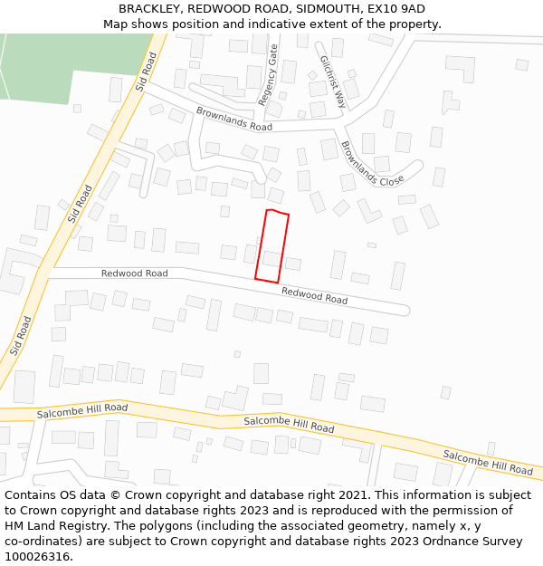 BRACKLEY, REDWOOD ROAD, SIDMOUTH, EX10 9AD: Location map and indicative extent of plot