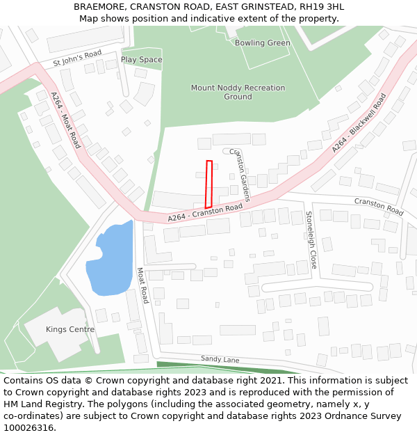 BRAEMORE, CRANSTON ROAD, EAST GRINSTEAD, RH19 3HL: Location map and indicative extent of plot