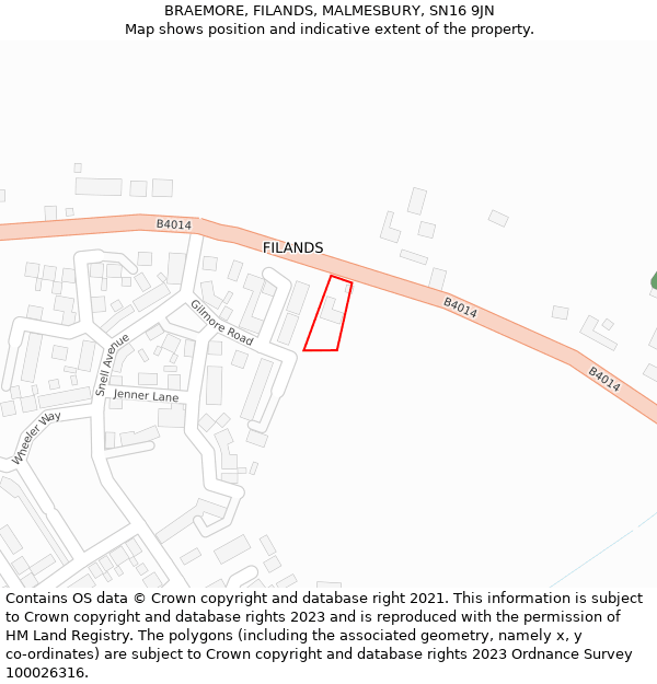 BRAEMORE, FILANDS, MALMESBURY, SN16 9JN: Location map and indicative extent of plot