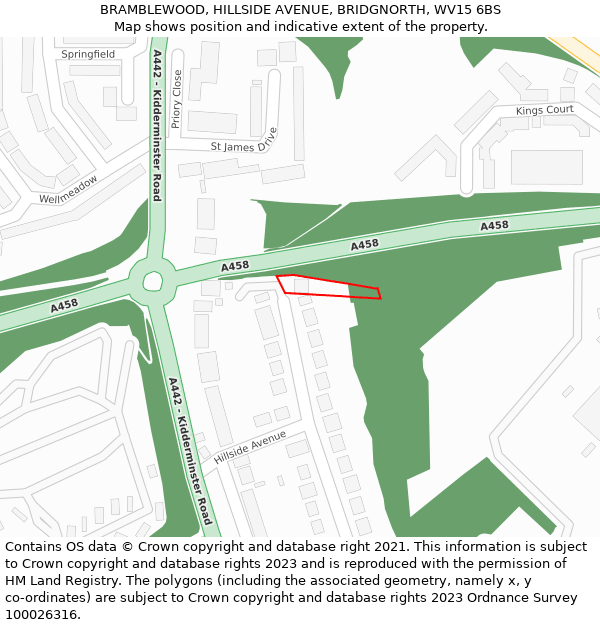 BRAMBLEWOOD, HILLSIDE AVENUE, BRIDGNORTH, WV15 6BS: Location map and indicative extent of plot