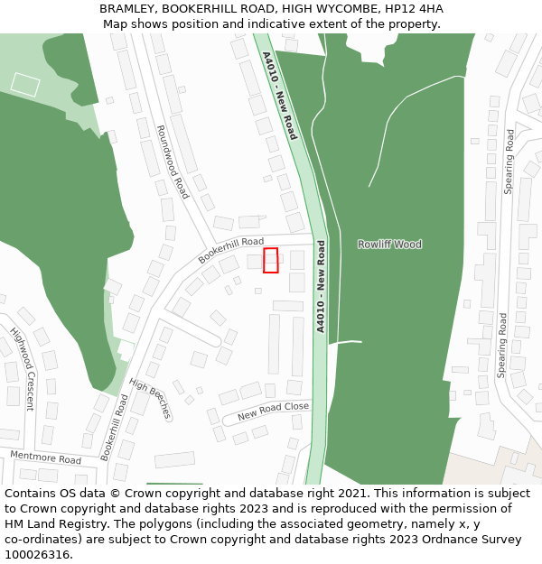 BRAMLEY, BOOKERHILL ROAD, HIGH WYCOMBE, HP12 4HA: Location map and indicative extent of plot