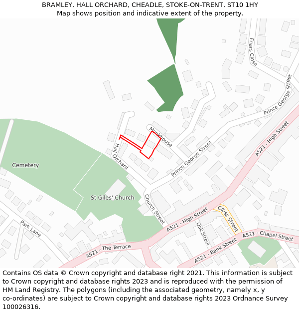 BRAMLEY, HALL ORCHARD, CHEADLE, STOKE-ON-TRENT, ST10 1HY: Location map and indicative extent of plot
