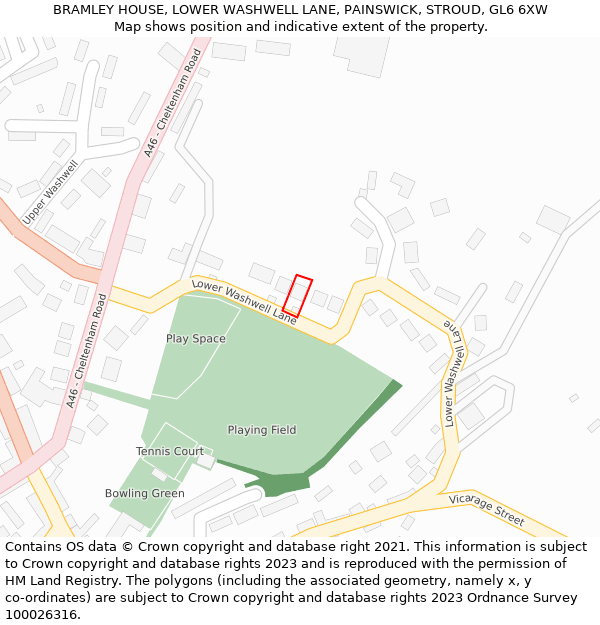 BRAMLEY HOUSE, LOWER WASHWELL LANE, PAINSWICK, STROUD, GL6 6XW: Location map and indicative extent of plot