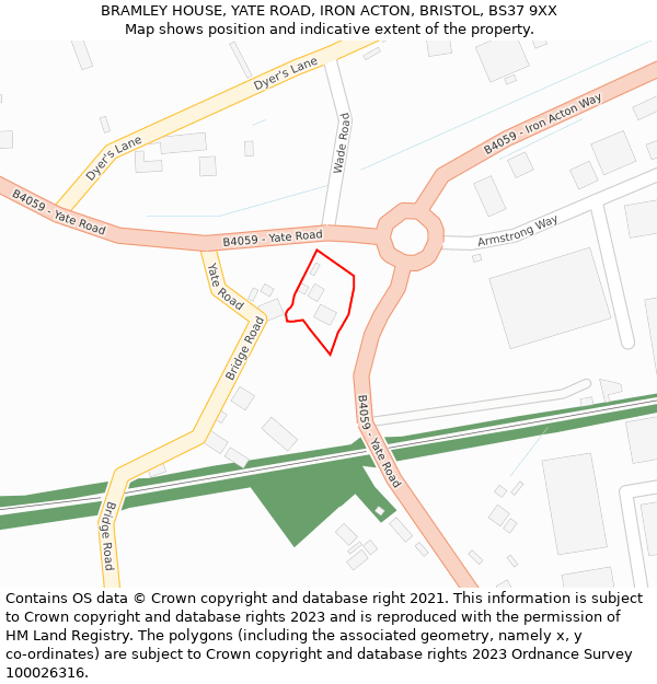 BRAMLEY HOUSE, YATE ROAD, IRON ACTON, BRISTOL, BS37 9XX: Location map and indicative extent of plot