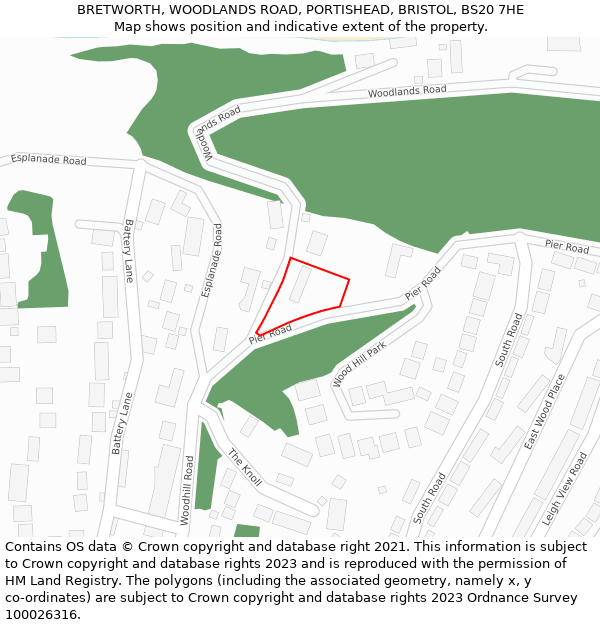 BRETWORTH, WOODLANDS ROAD, PORTISHEAD, BRISTOL, BS20 7HE: Location map and indicative extent of plot