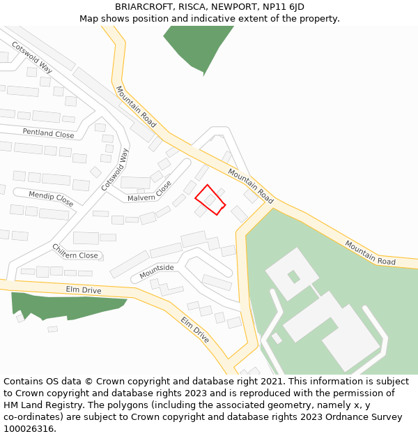 BRIARCROFT, RISCA, NEWPORT, NP11 6JD: Location map and indicative extent of plot