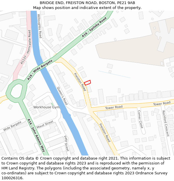 BRIDGE END, FREISTON ROAD, BOSTON, PE21 9AB: Location map and indicative extent of plot