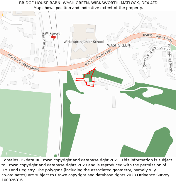 BRIDGE HOUSE BARN, WASH GREEN, WIRKSWORTH, MATLOCK, DE4 4FD: Location map and indicative extent of plot