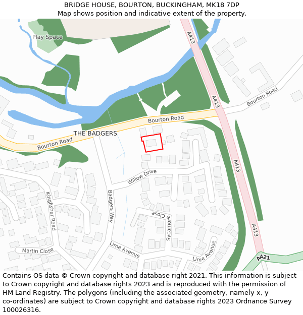 BRIDGE HOUSE, BOURTON, BUCKINGHAM, MK18 7DP: Location map and indicative extent of plot