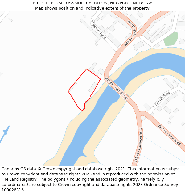 BRIDGE HOUSE, USKSIDE, CAERLEON, NEWPORT, NP18 1AA: Location map and indicative extent of plot