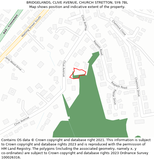 BRIDGELANDS, CLIVE AVENUE, CHURCH STRETTON, SY6 7BL: Location map and indicative extent of plot
