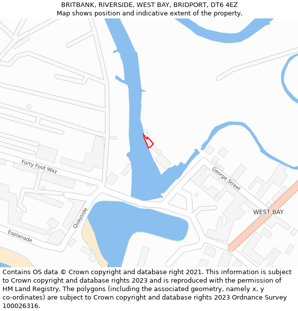 BRITBANK, RIVERSIDE, WEST BAY, BRIDPORT, DT6 4EZ: Location map and indicative extent of plot