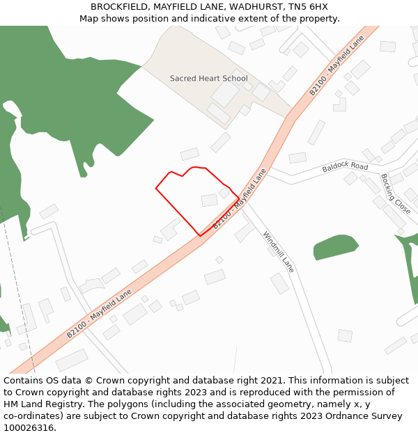 BROCKFIELD, MAYFIELD LANE, WADHURST, TN5 6HX: Location map and indicative extent of plot