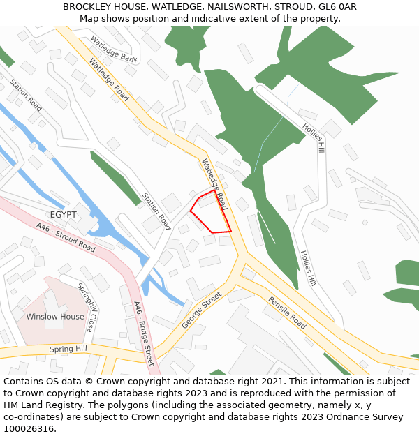 BROCKLEY HOUSE, WATLEDGE, NAILSWORTH, STROUD, GL6 0AR: Location map and indicative extent of plot