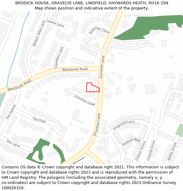 BRODICK HOUSE, GRAVELYE LANE, LINDFIELD, HAYWARDS HEATH, RH16 2SN: Location map and indicative extent of plot