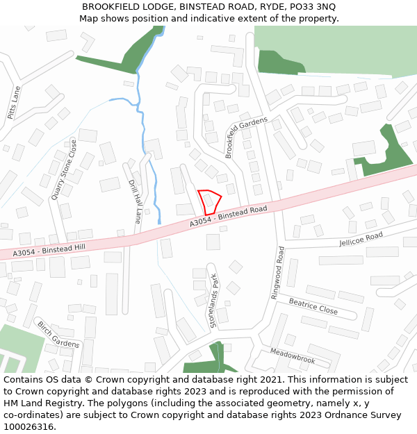 BROOKFIELD LODGE, BINSTEAD ROAD, RYDE, PO33 3NQ: Location map and indicative extent of plot