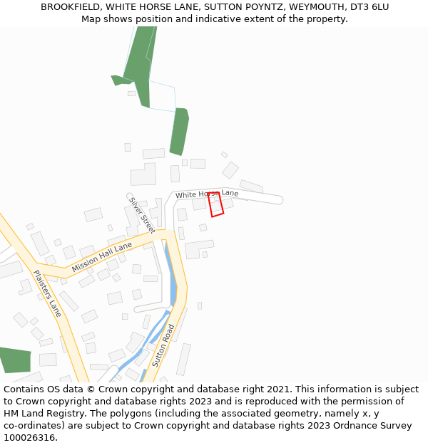 BROOKFIELD, WHITE HORSE LANE, SUTTON POYNTZ, WEYMOUTH, DT3 6LU: Location map and indicative extent of plot