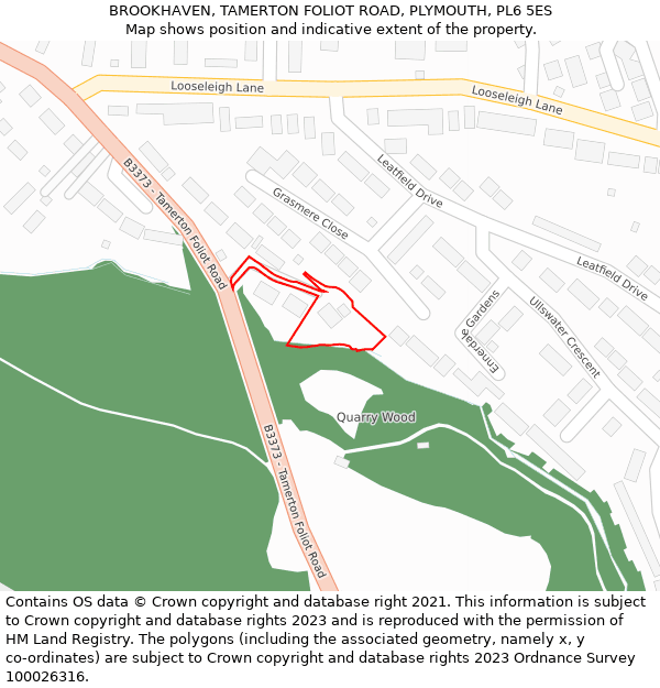 BROOKHAVEN, TAMERTON FOLIOT ROAD, PLYMOUTH, PL6 5ES: Location map and indicative extent of plot