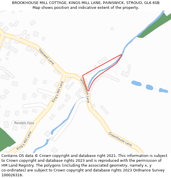 BROOKHOUSE MILL COTTAGE, KINGS MILL LANE, PAINSWICK, STROUD, GL6 6SB: Location map and indicative extent of plot
