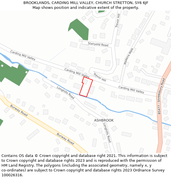 BROOKLANDS, CARDING MILL VALLEY, CHURCH STRETTON, SY6 6JF: Location map and indicative extent of plot