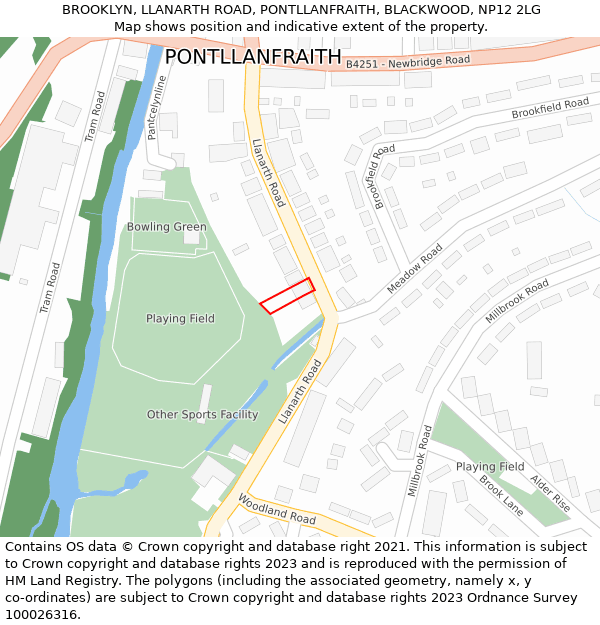 BROOKLYN, LLANARTH ROAD, PONTLLANFRAITH, BLACKWOOD, NP12 2LG: Location map and indicative extent of plot