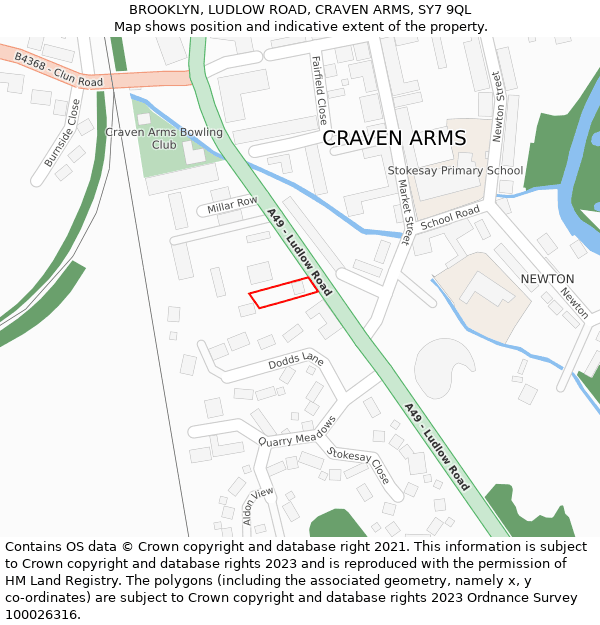 BROOKLYN, LUDLOW ROAD, CRAVEN ARMS, SY7 9QL: Location map and indicative extent of plot