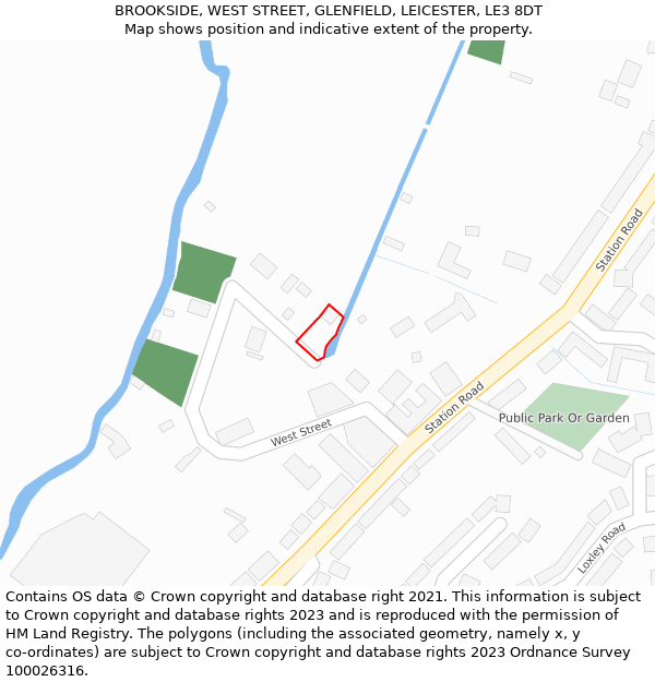 BROOKSIDE, WEST STREET, GLENFIELD, LEICESTER, LE3 8DT: Location map and indicative extent of plot