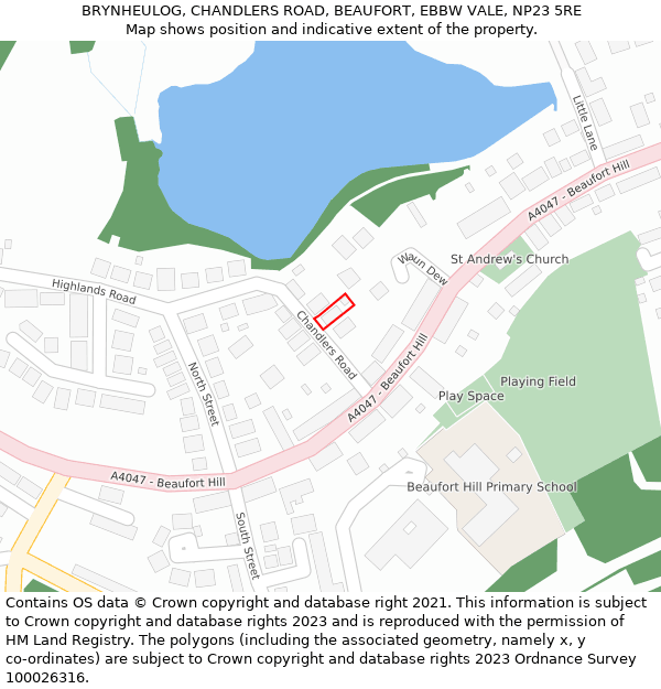 BRYNHEULOG, CHANDLERS ROAD, BEAUFORT, EBBW VALE, NP23 5RE: Location map and indicative extent of plot