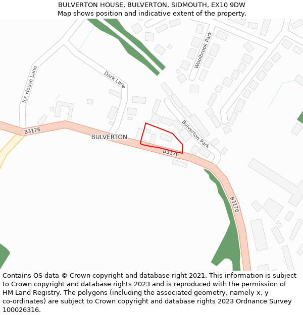 BULVERTON HOUSE, BULVERTON, SIDMOUTH, EX10 9DW: Location map and indicative extent of plot
