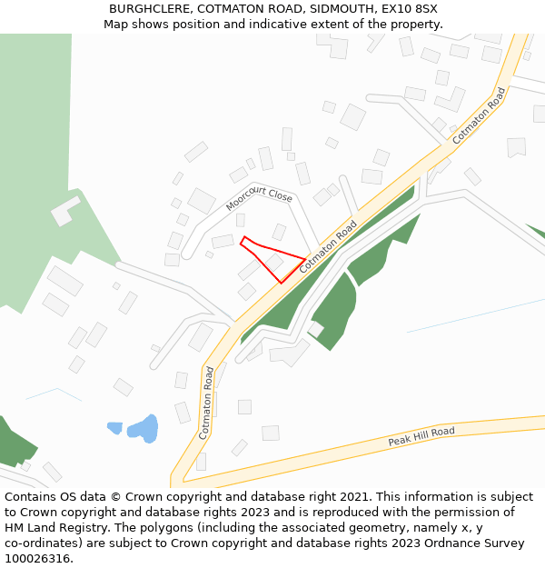 BURGHCLERE, COTMATON ROAD, SIDMOUTH, EX10 8SX: Location map and indicative extent of plot