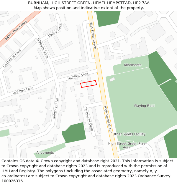 BURNHAM, HIGH STREET GREEN, HEMEL HEMPSTEAD, HP2 7AA: Location map and indicative extent of plot