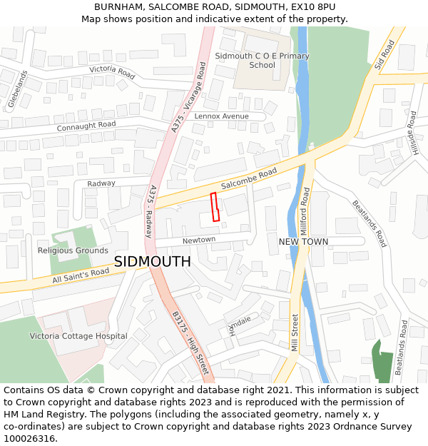 BURNHAM, SALCOMBE ROAD, SIDMOUTH, EX10 8PU: Location map and indicative extent of plot