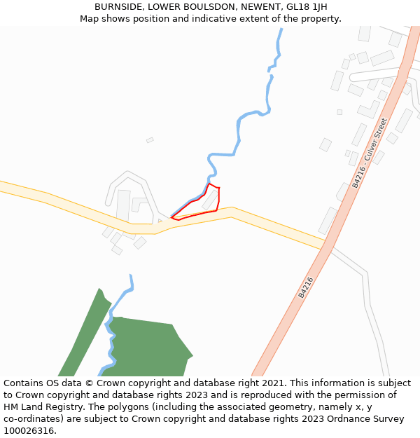 BURNSIDE, LOWER BOULSDON, NEWENT, GL18 1JH: Location map and indicative extent of plot