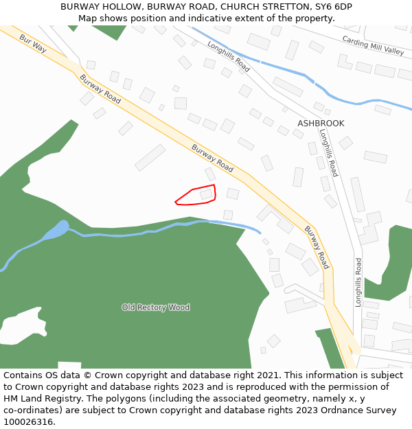 BURWAY HOLLOW, BURWAY ROAD, CHURCH STRETTON, SY6 6DP: Location map and indicative extent of plot