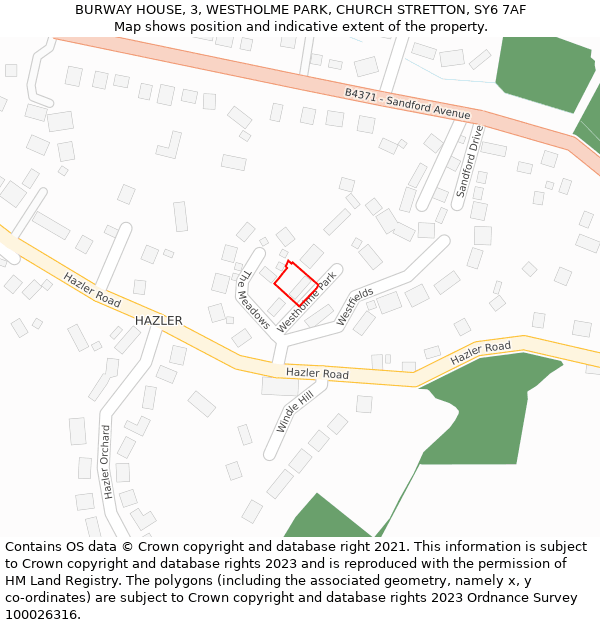 BURWAY HOUSE, 3, WESTHOLME PARK, CHURCH STRETTON, SY6 7AF: Location map and indicative extent of plot