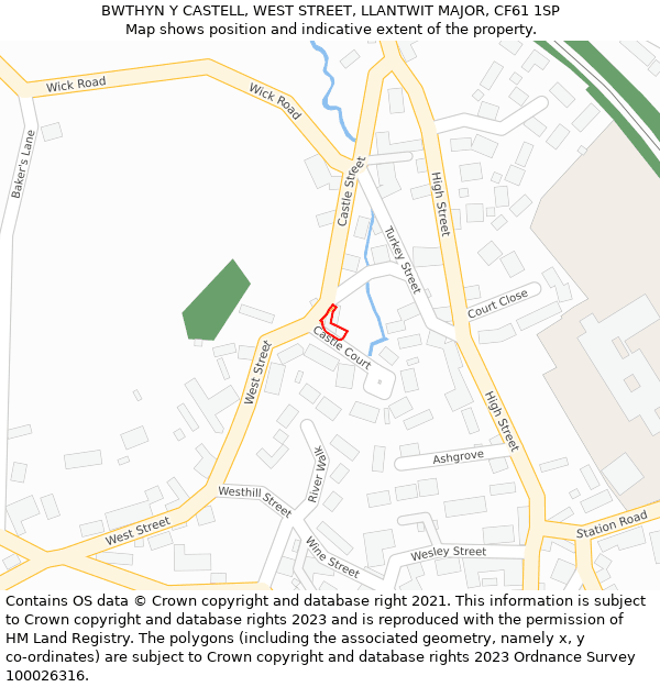 BWTHYN Y CASTELL, WEST STREET, LLANTWIT MAJOR, CF61 1SP: Location map and indicative extent of plot