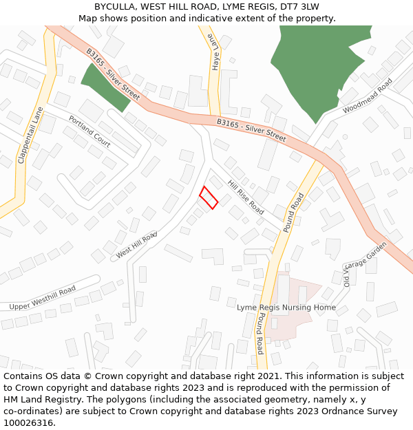BYCULLA, WEST HILL ROAD, LYME REGIS, DT7 3LW: Location map and indicative extent of plot
