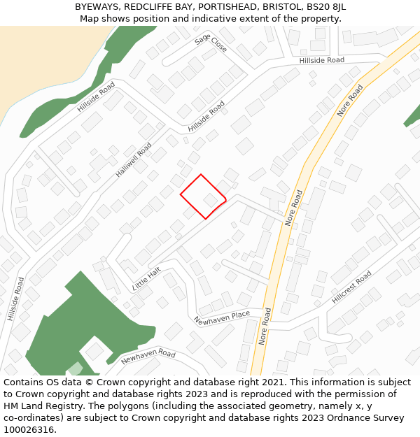 BYEWAYS, REDCLIFFE BAY, PORTISHEAD, BRISTOL, BS20 8JL: Location map and indicative extent of plot