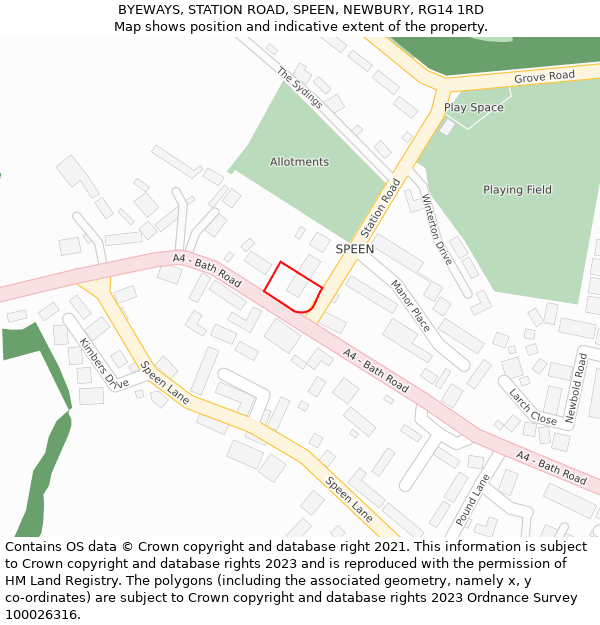 BYEWAYS, STATION ROAD, SPEEN, NEWBURY, RG14 1RD: Location map and indicative extent of plot
