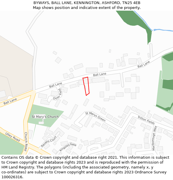 BYWAYS, BALL LANE, KENNINGTON, ASHFORD, TN25 4EB: Location map and indicative extent of plot