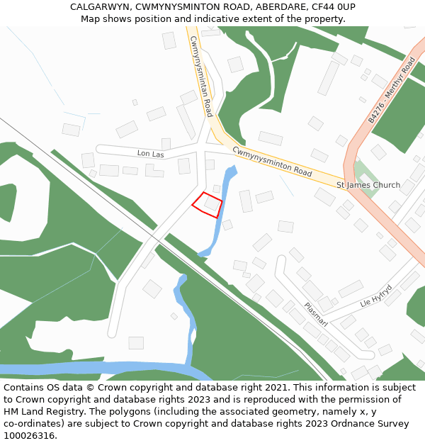 CALGARWYN, CWMYNYSMINTON ROAD, ABERDARE, CF44 0UP: Location map and indicative extent of plot