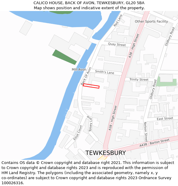 CALICO HOUSE, BACK OF AVON, TEWKESBURY, GL20 5BA: Location map and indicative extent of plot