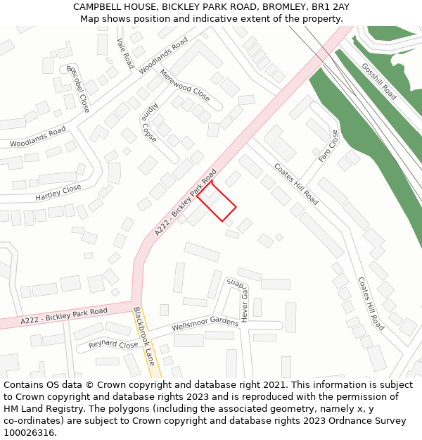 CAMPBELL HOUSE, BICKLEY PARK ROAD, BROMLEY, BR1 2AY: Location map and indicative extent of plot