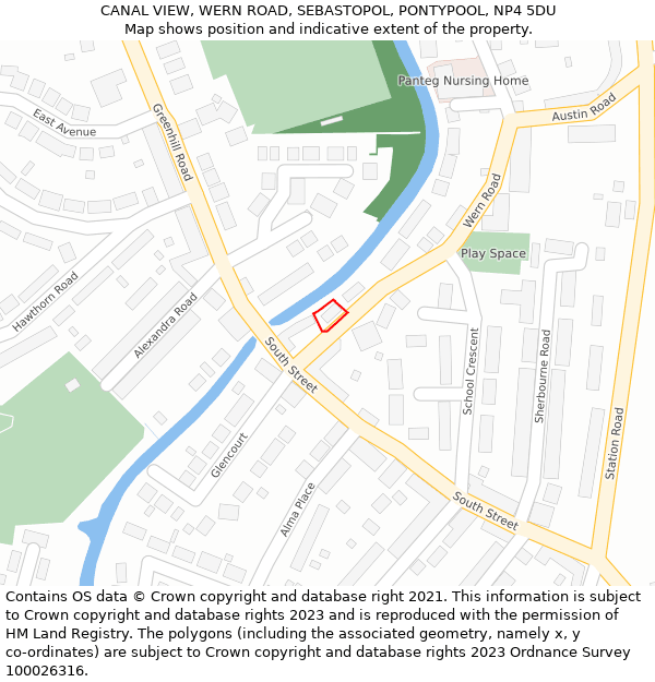 CANAL VIEW, WERN ROAD, SEBASTOPOL, PONTYPOOL, NP4 5DU: Location map and indicative extent of plot