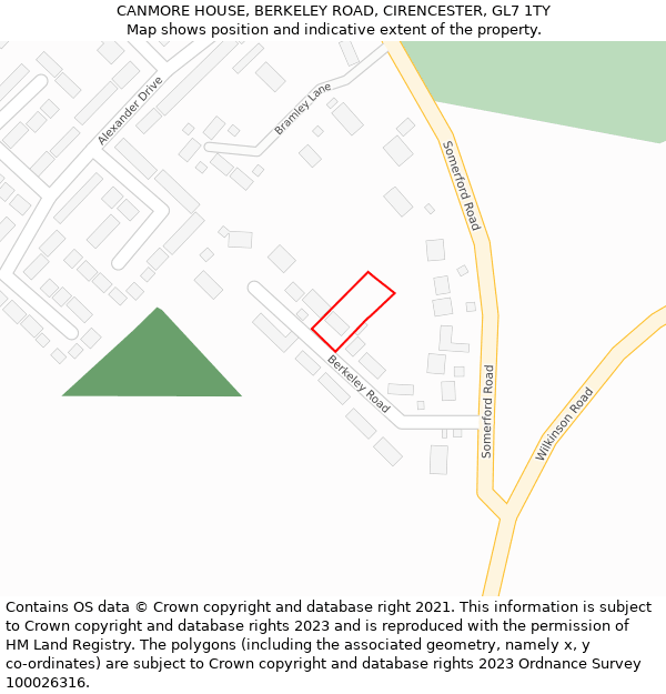 CANMORE HOUSE, BERKELEY ROAD, CIRENCESTER, GL7 1TY: Location map and indicative extent of plot