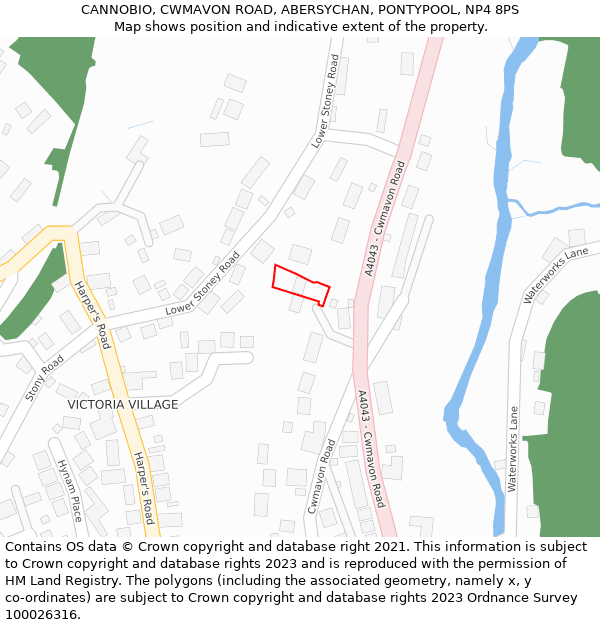 CANNOBIO, CWMAVON ROAD, ABERSYCHAN, PONTYPOOL, NP4 8PS: Location map and indicative extent of plot
