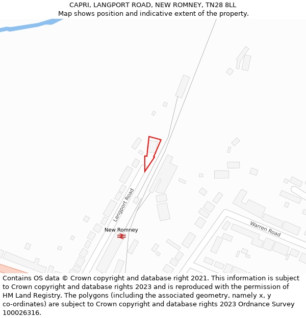 CAPRI, LANGPORT ROAD, NEW ROMNEY, TN28 8LL: Location map and indicative extent of plot