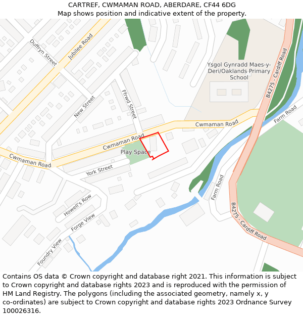 CARTREF, CWMAMAN ROAD, ABERDARE, CF44 6DG: Location map and indicative extent of plot