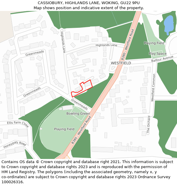 CASSIOBURY, HIGHLANDS LANE, WOKING, GU22 9PU: Location map and indicative extent of plot