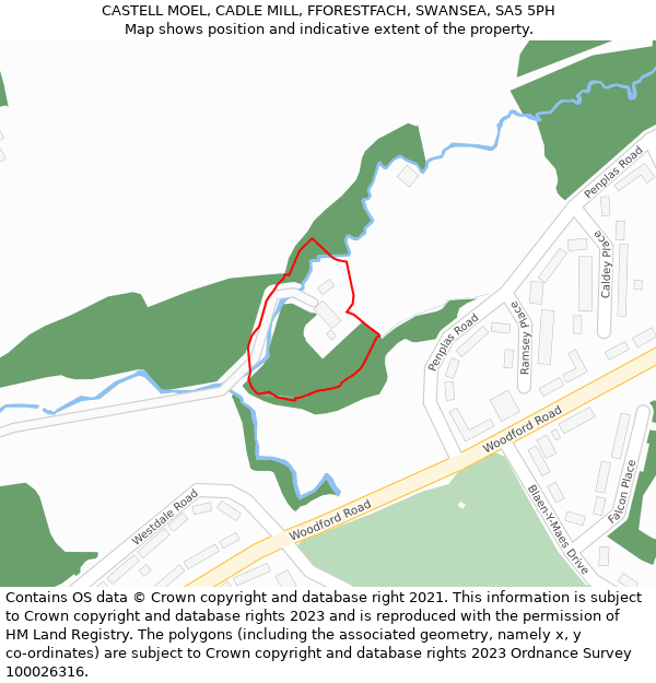 CASTELL MOEL, CADLE MILL, FFORESTFACH, SWANSEA, SA5 5PH: Location map and indicative extent of plot